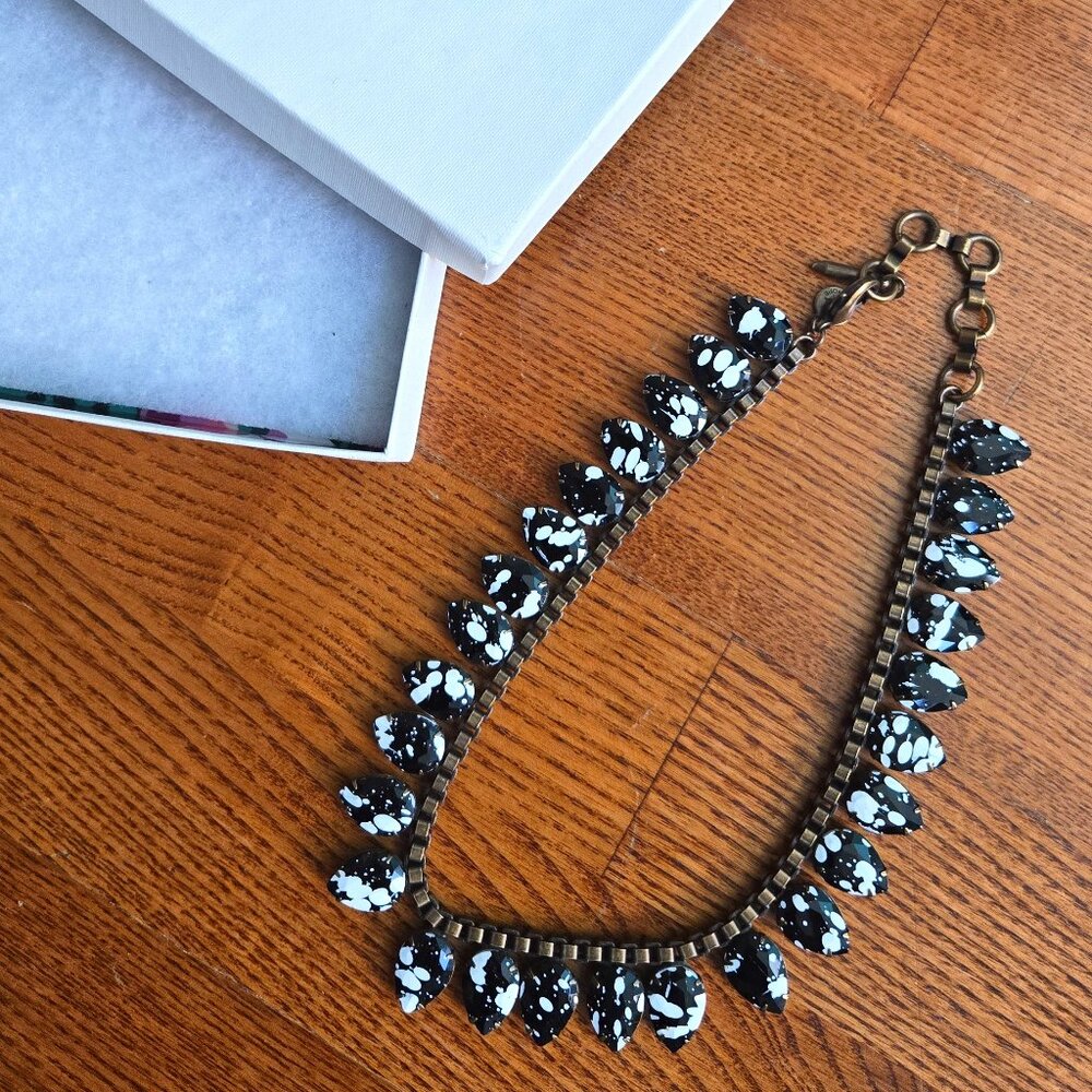 Loren Hope Beautiful Black & White Choker Necklace with Brass Band